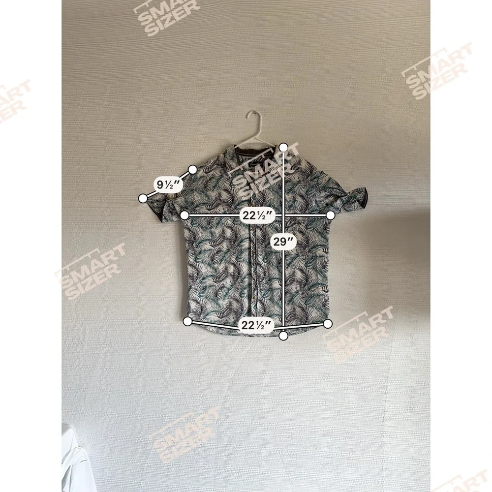 Costal Palm Leaf Print Button Up-Shirt 100% Cotton Men’s L Tropical Summer